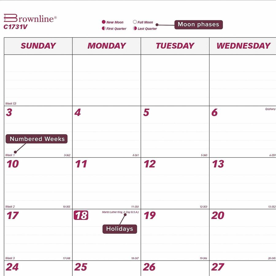Brownline Vinyl Strip Monthly Desk Pad