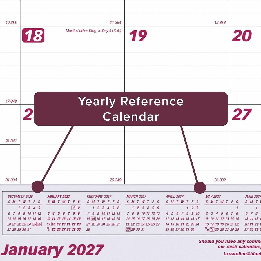 Brownline Vinyl Strip Monthly Desk Pad