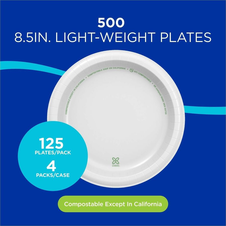 Dixie Basic® 8-1/2" Lightweight Paper Plates by GP Pro