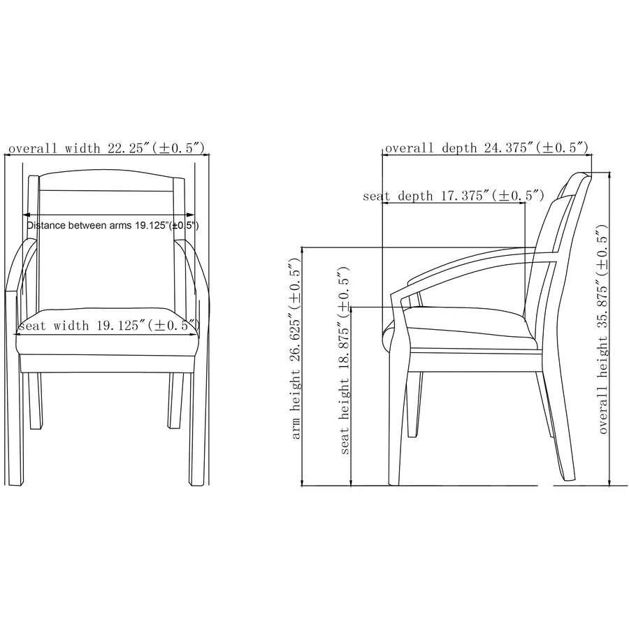 Lorell Sloping Arms Wood Frame Guest Chair