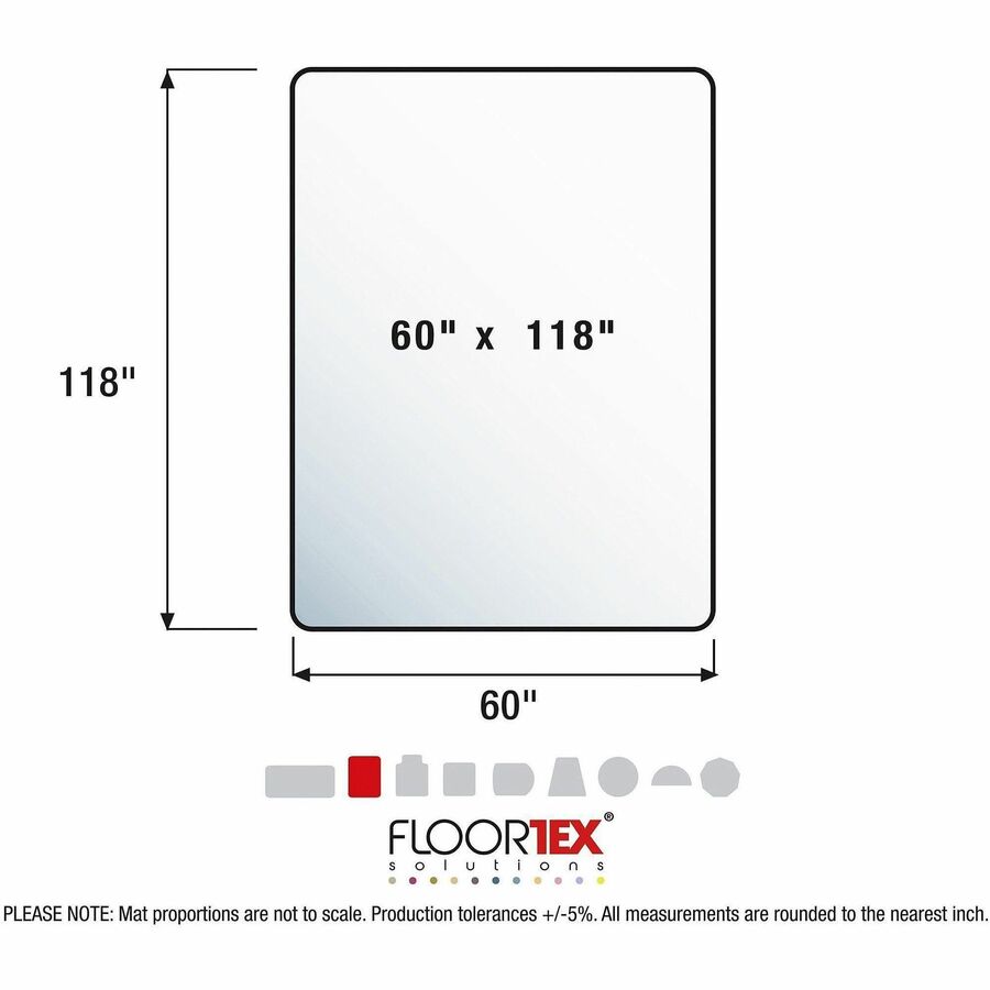 Floortex Cleartex Ultimat® Polycarbonate Rectangular Chair Mat for Carpets - 60" x 118"