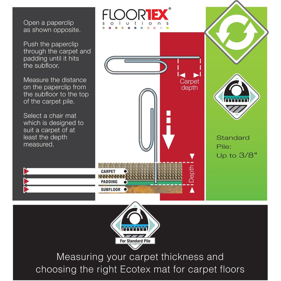 Floortex Enhanced Polymer Rectangular Chair Mat for Carpets up to 3/8" - 30" x 48"