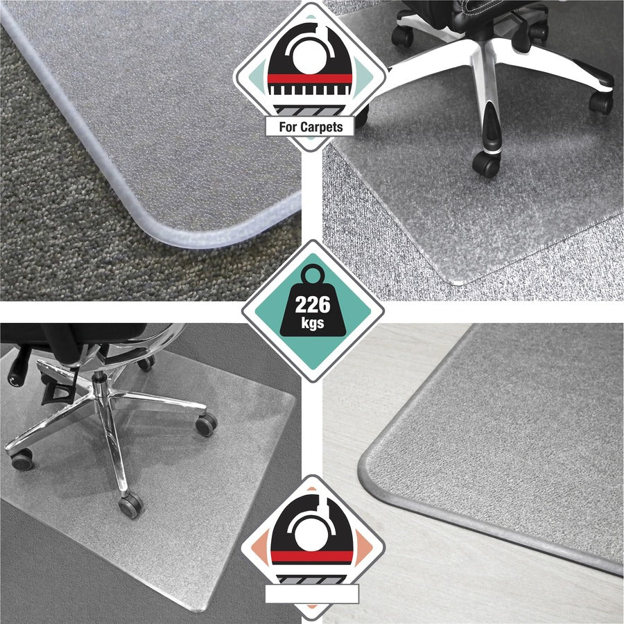 Floortex Cleartex Megamat Extra Thick Chair Mat for Hard Floors & Carpets - 46" x 60"