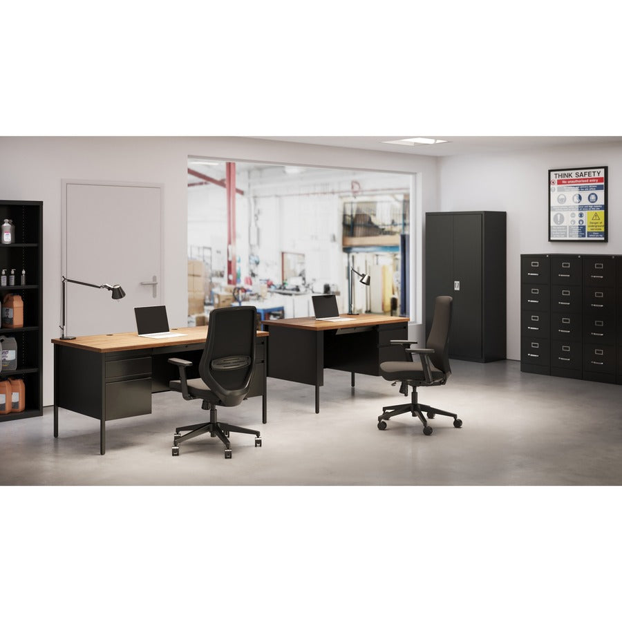 Lorell Fortress Series Double-Pedestal Desk