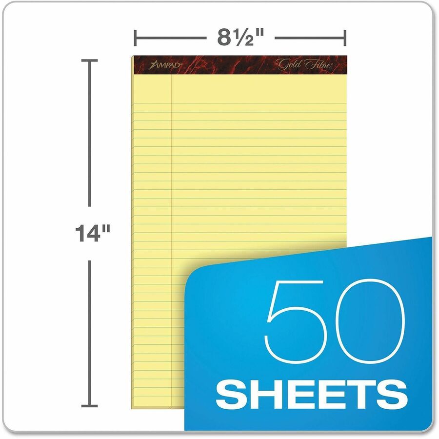 TOPS Gold Fibre Premium Rule Writing Pads - Legal