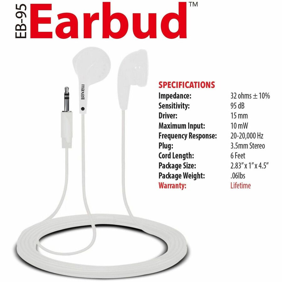 Maxell EB-95 White Earbuds