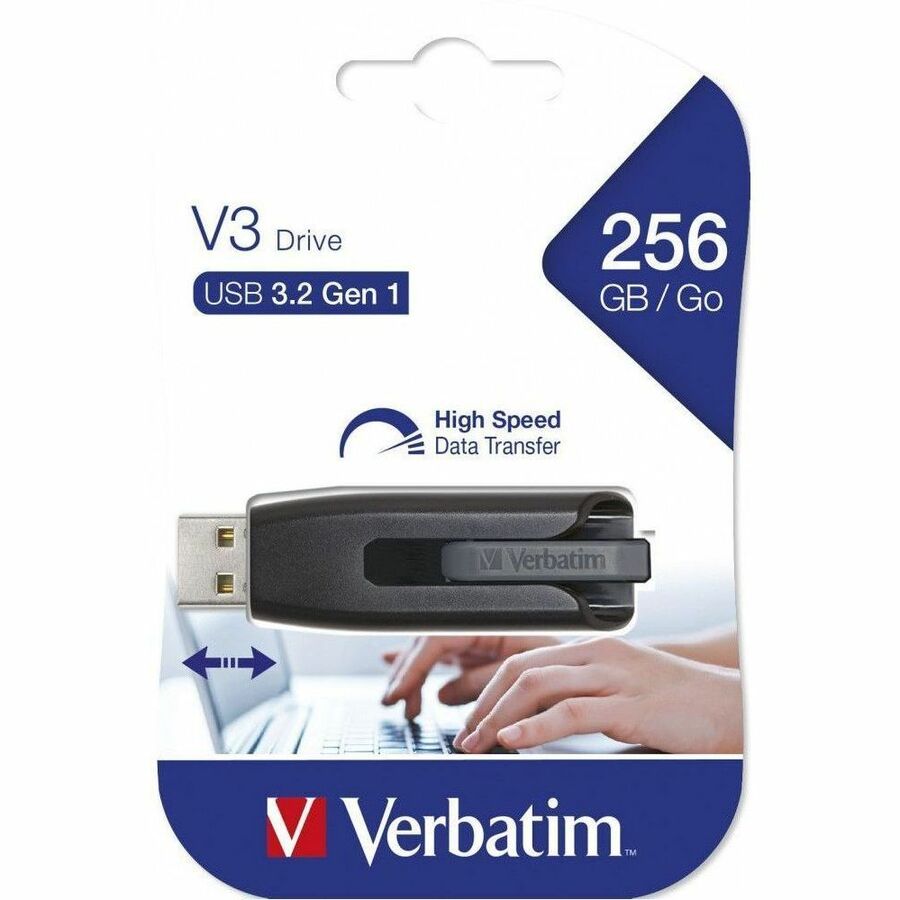 Verbatim 256GB Store 'n' Go V3 USB 3.2 Gen 1 Flash Drive - Gray