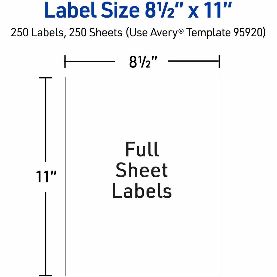 Avery® Shipping Address Labels, 250 Labels, Full Sheet Labels, Permanent (95920)