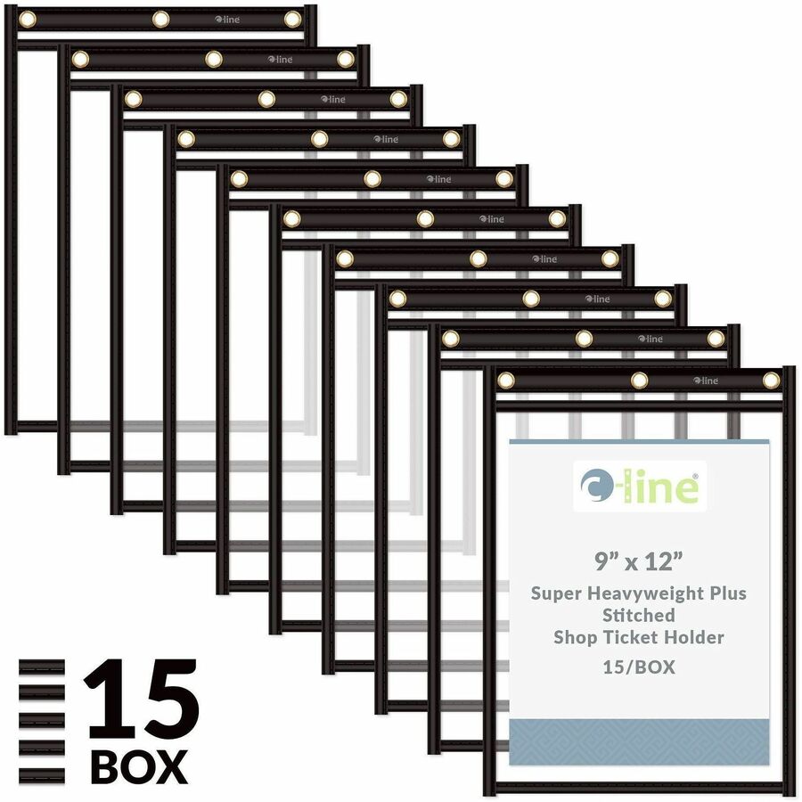 C-Line Heavy-Duty Super-Heavyweight Plus Stitched Shop Ticket Holders - 9" x 12"