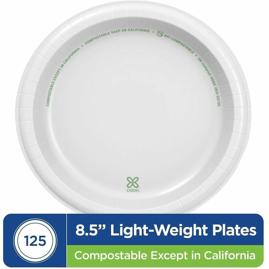 Dixie Basic® 8-1/2" Lightweight Paper Plates by GP Pro