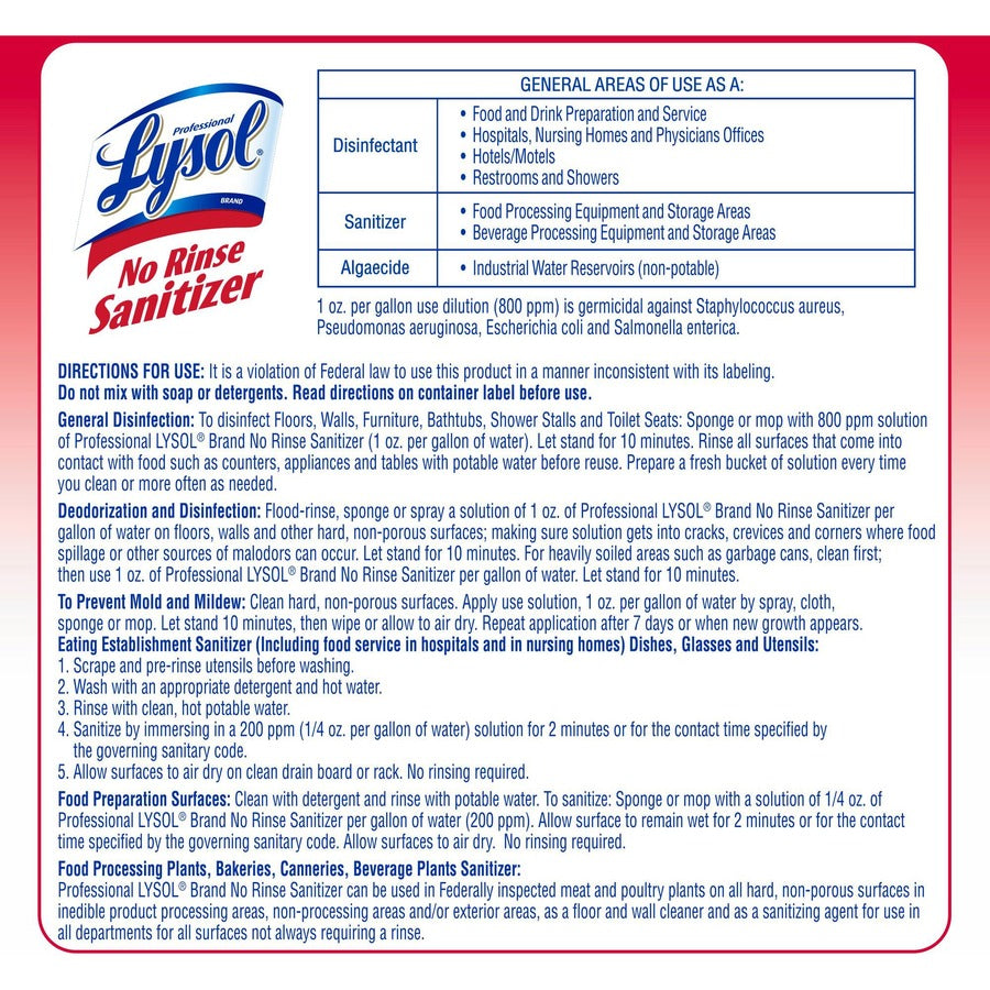Professional Lysol No Rinse Sanitizer