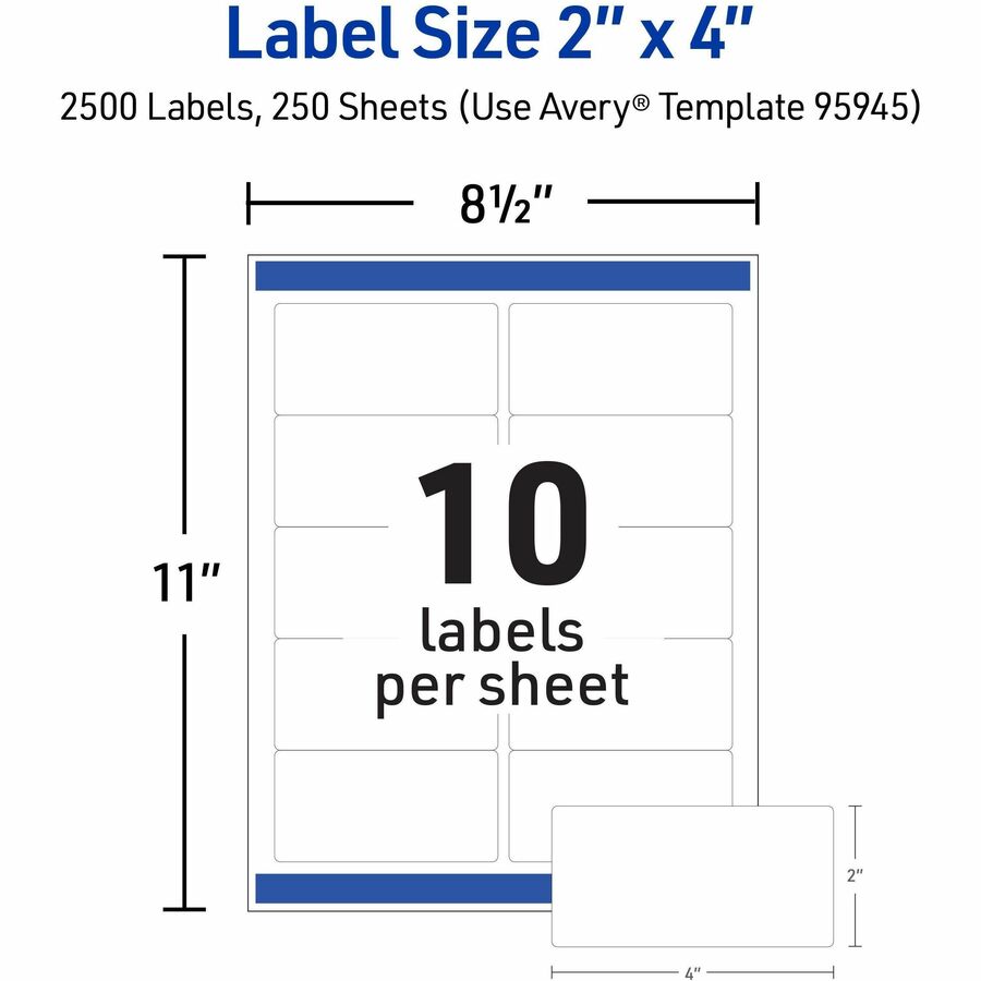 Avery® Shipping Labels, Sure Feed, 2"x4" , 2500 Glossy Labels (95945)