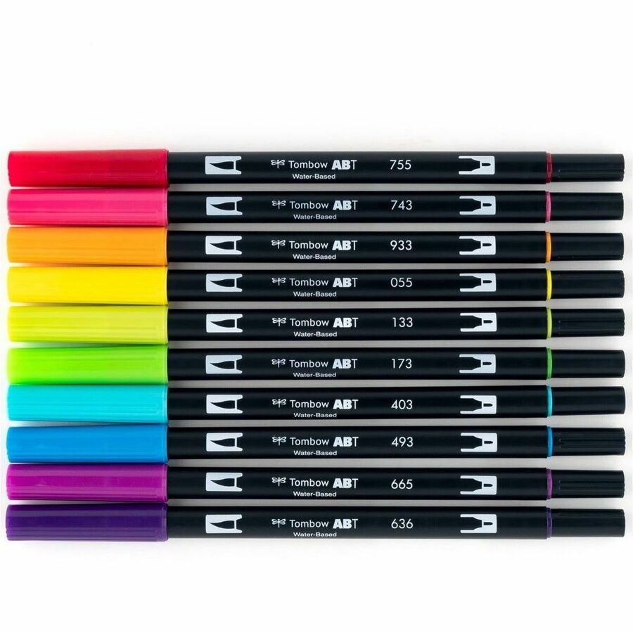 Tombow Dual Brush Pen Art Markers, Bright, 10-Pack