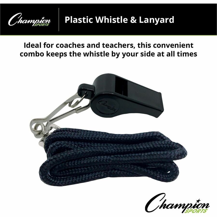 Champion Sports Plastic Whistle/Bulk Lanyard Pack