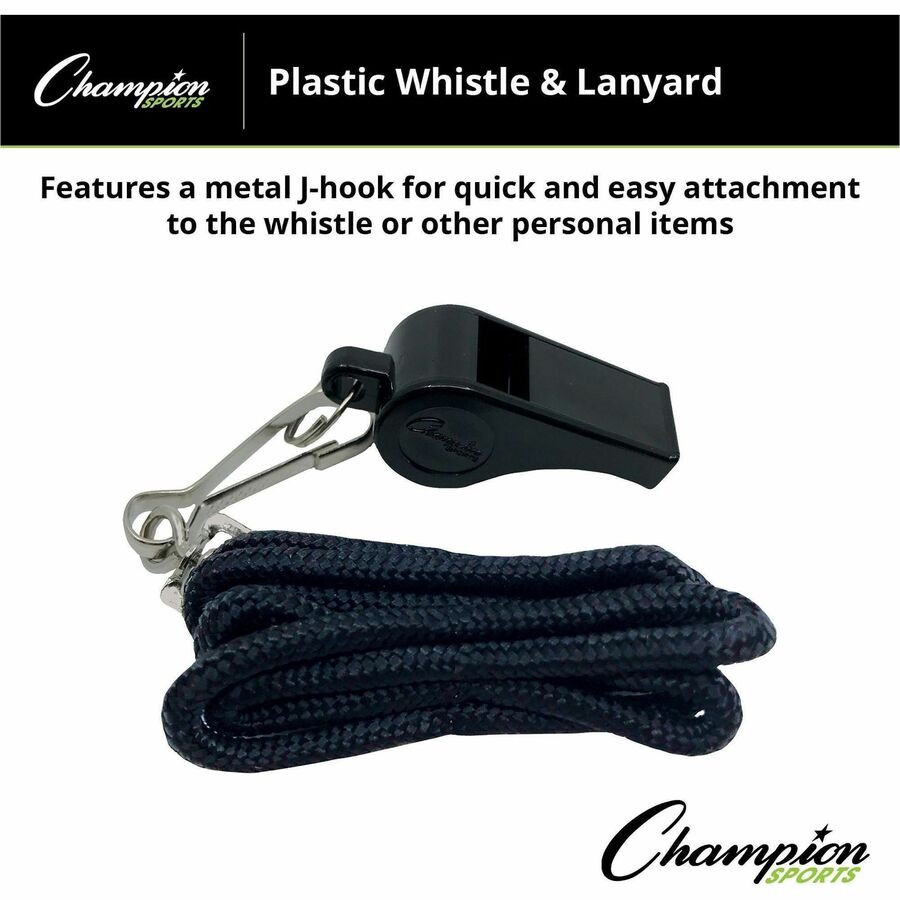 Champion Sports Plastic Whistle/Bulk Lanyard Pack