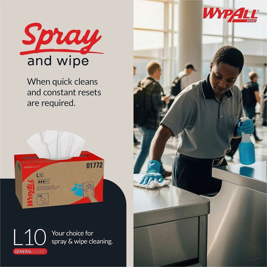 Wypall GeneralClean L10 Light Cleaning Towels - Pop-Up Box