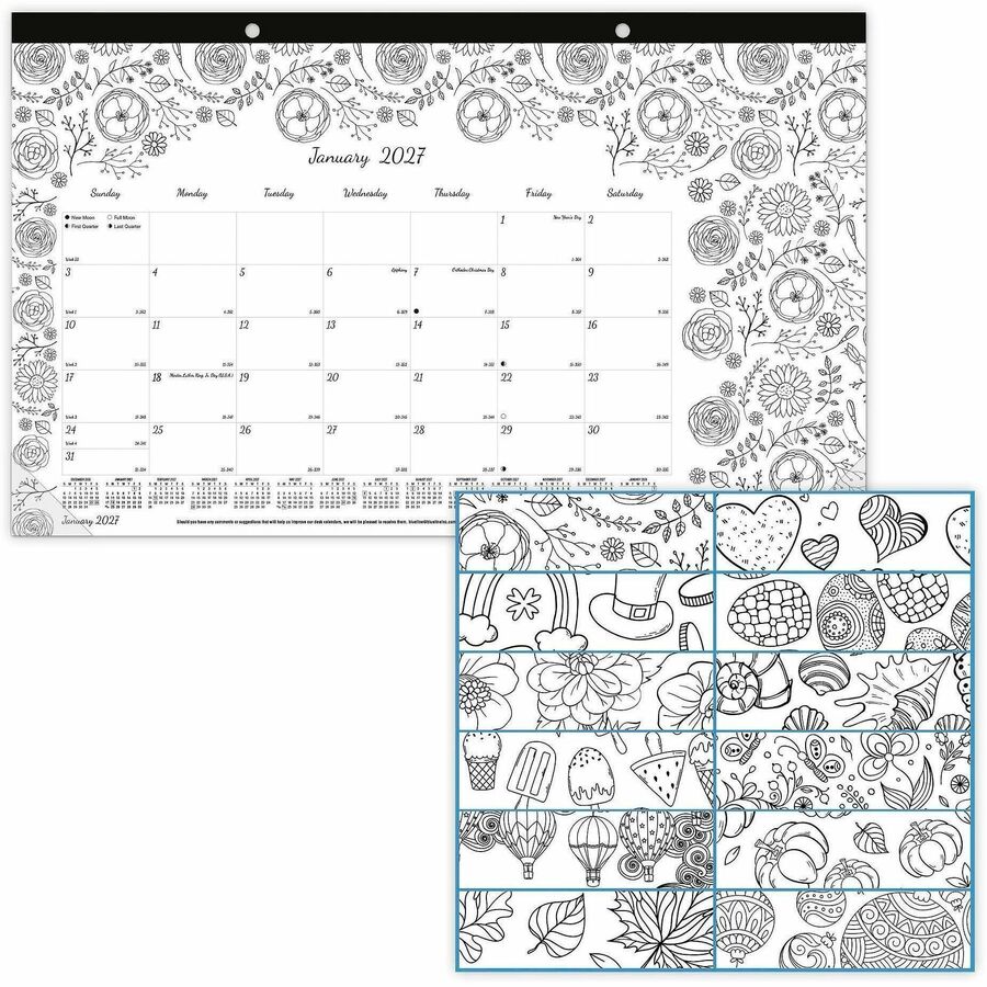 Blueline DoodlePlan Compact Desk Pad - Botanica