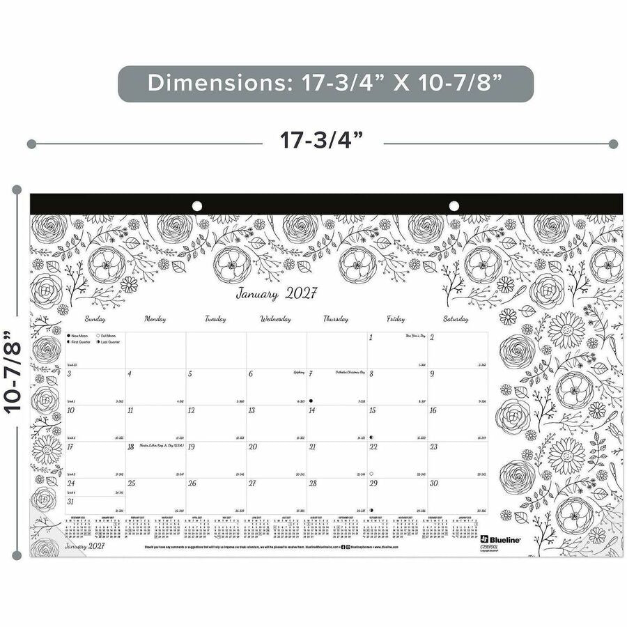 Blueline DoodlePlan Compact Desk Pad - Botanica