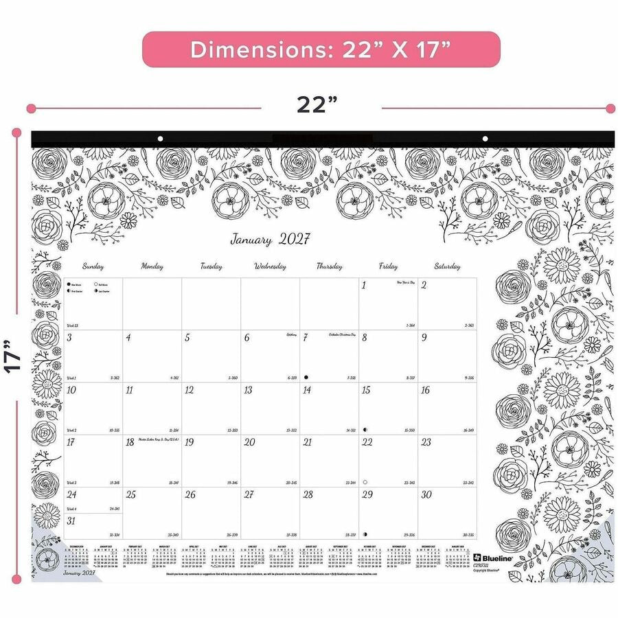 Blueline DoodlePlan Desk Pad - Botanica