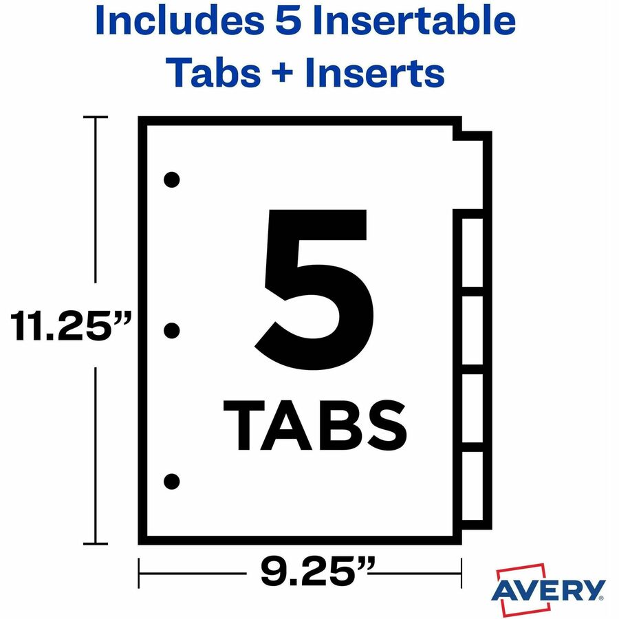 Avery® Big Tab Plastic Dividers with Pockets, 5-Tab (07714