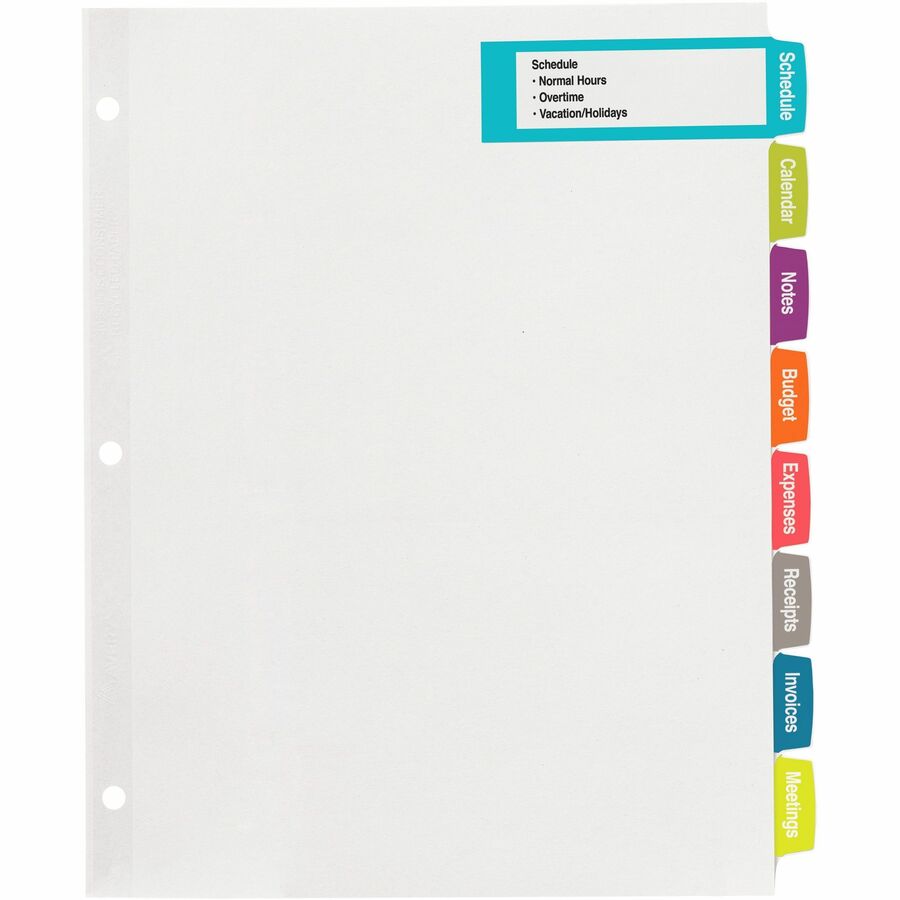 Avery® Big Tab Printable Large White Dividers with Easy Peel, 8 Tabs