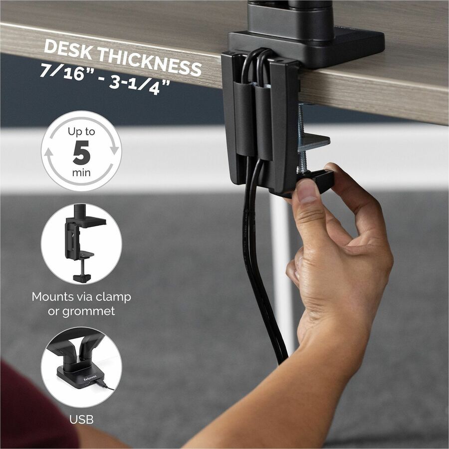 Fellowes Platinum Mounting Arm for Monitor - Black