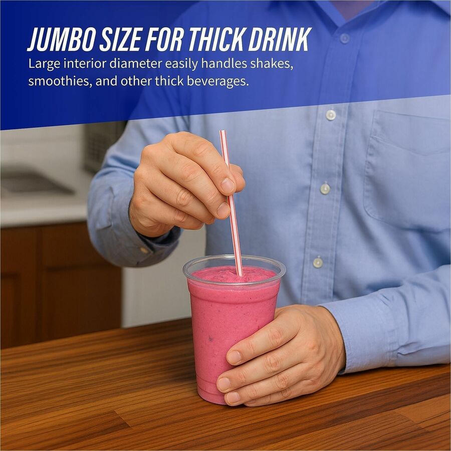 Genuine Joe Jumbo Striped Straws