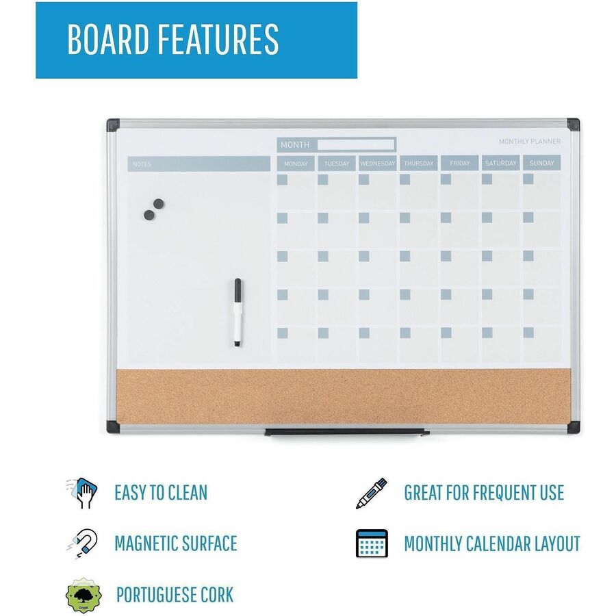 MasterVision 3-in-1 Monthly Dry-erase Calendar Board