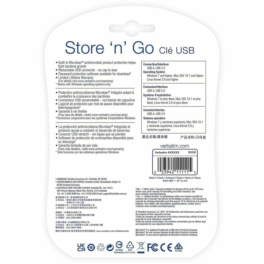 Verbatim 32GB Store 'n' Go USB Flash Drive - 3pk - Red, Green, Blue
