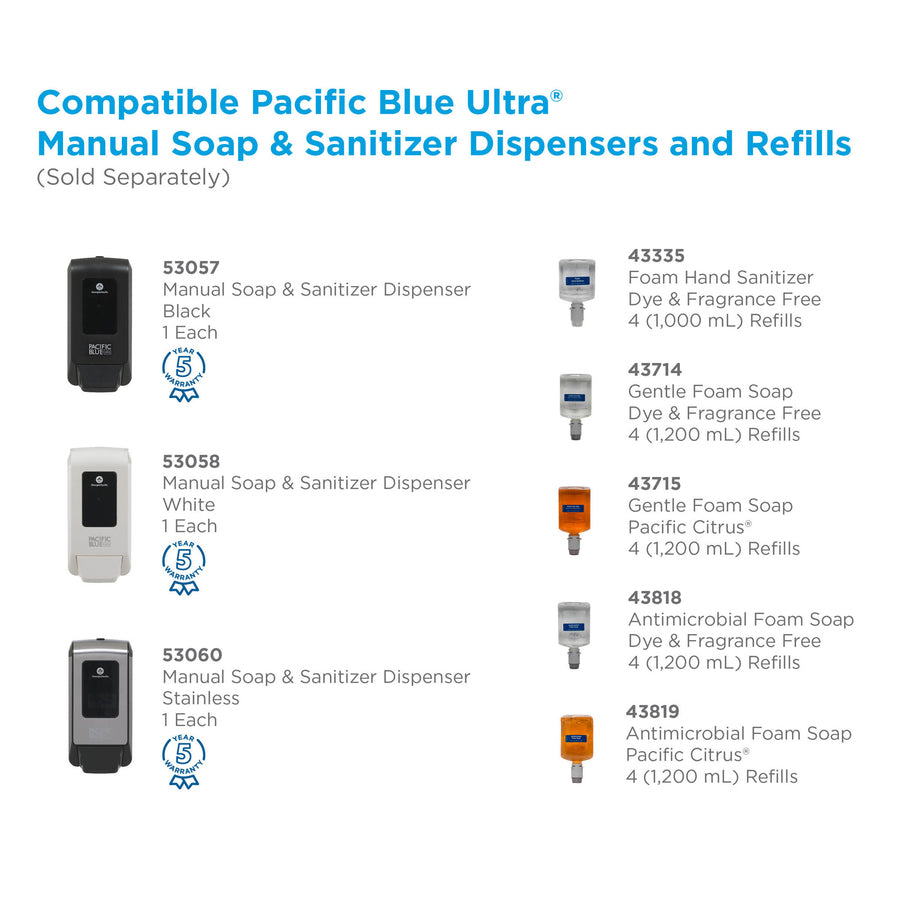 Pacific Blue Ultra Foaming Hand Soap/Hand Sanitizer Wall-Mounted Manual Dispenser