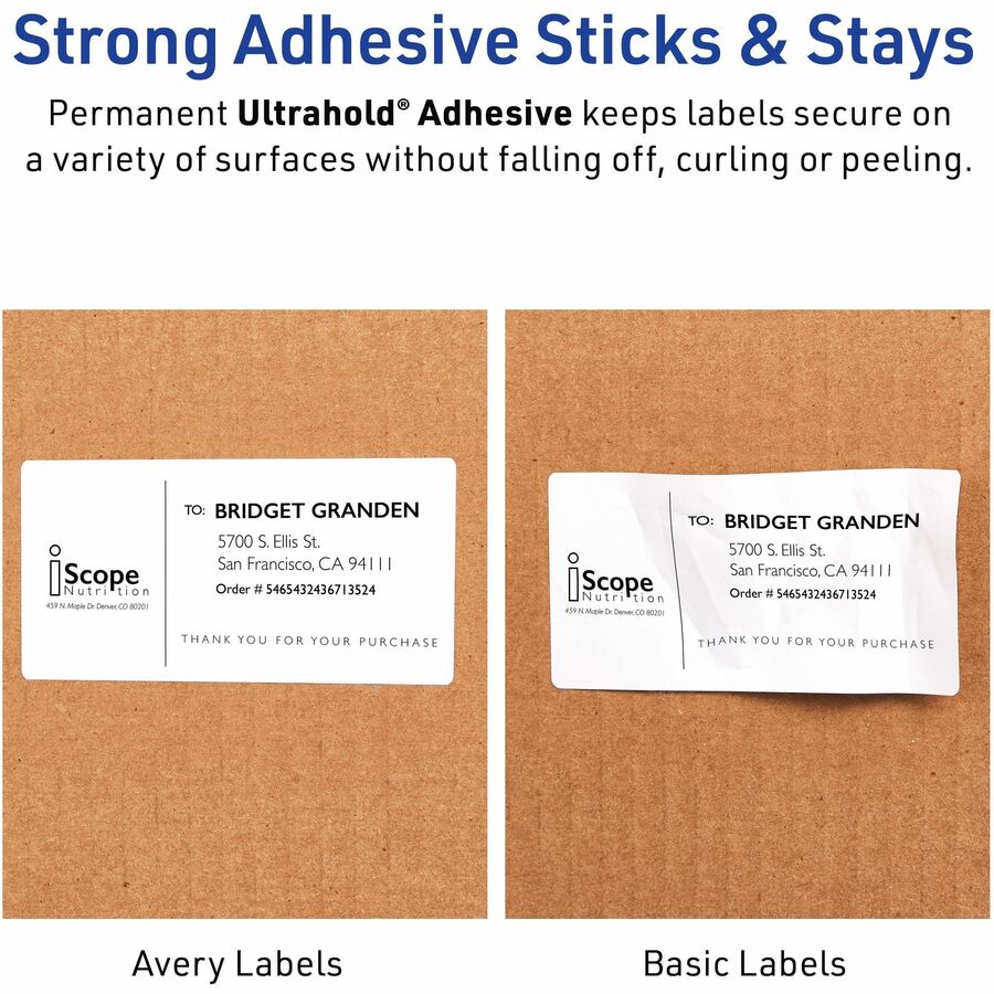 Avery® 2" x 4" Labels, Ultrahold®, 5,000 Labels (95523)