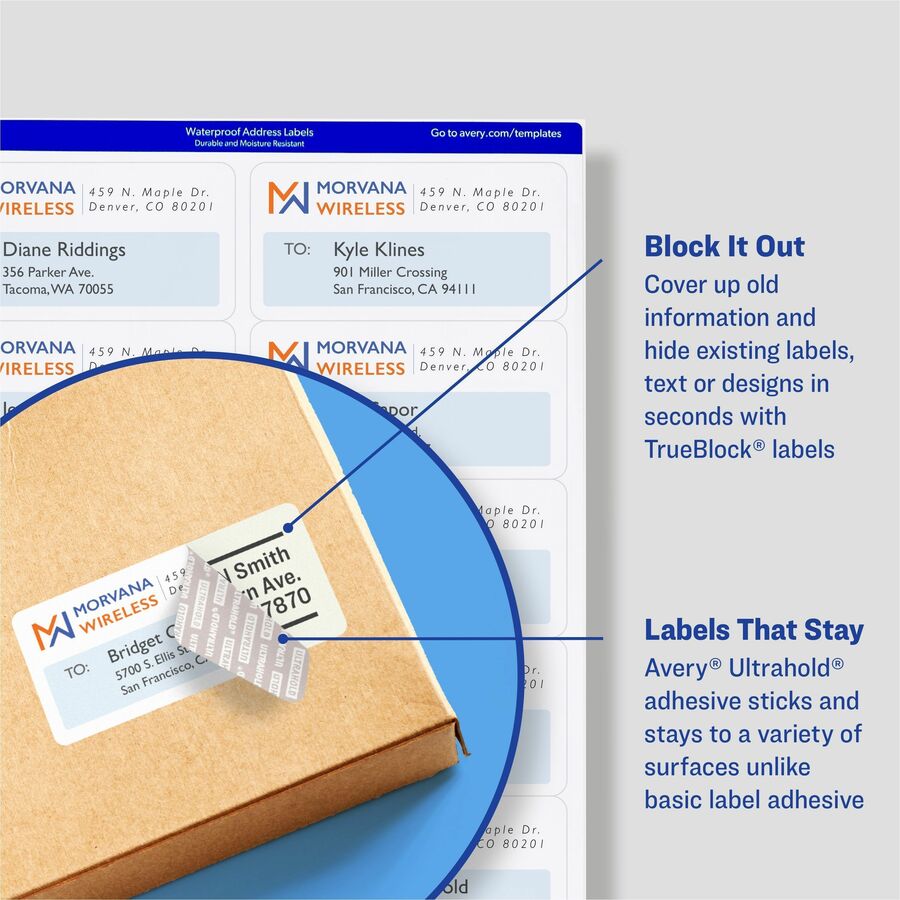 Avery® 2" x 4" Labels, Ultrahold®, 5,000 Labels (95523)