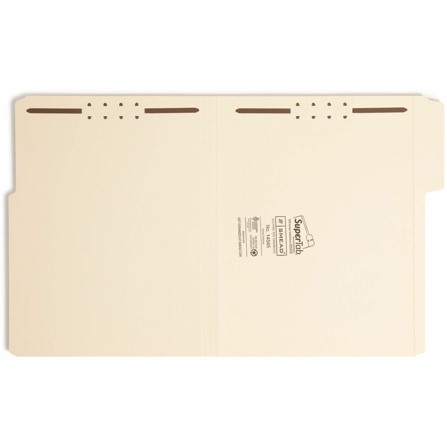 Smead SuperTab 1/3 Tab Cut Letter Recycled Fastener Folder