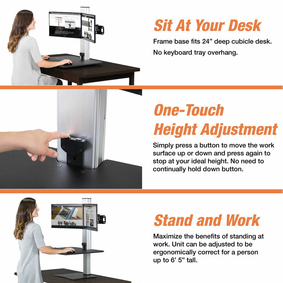 Victor High Rise Electric Dual Monitor Height Adjustable Standing Desk Workstation