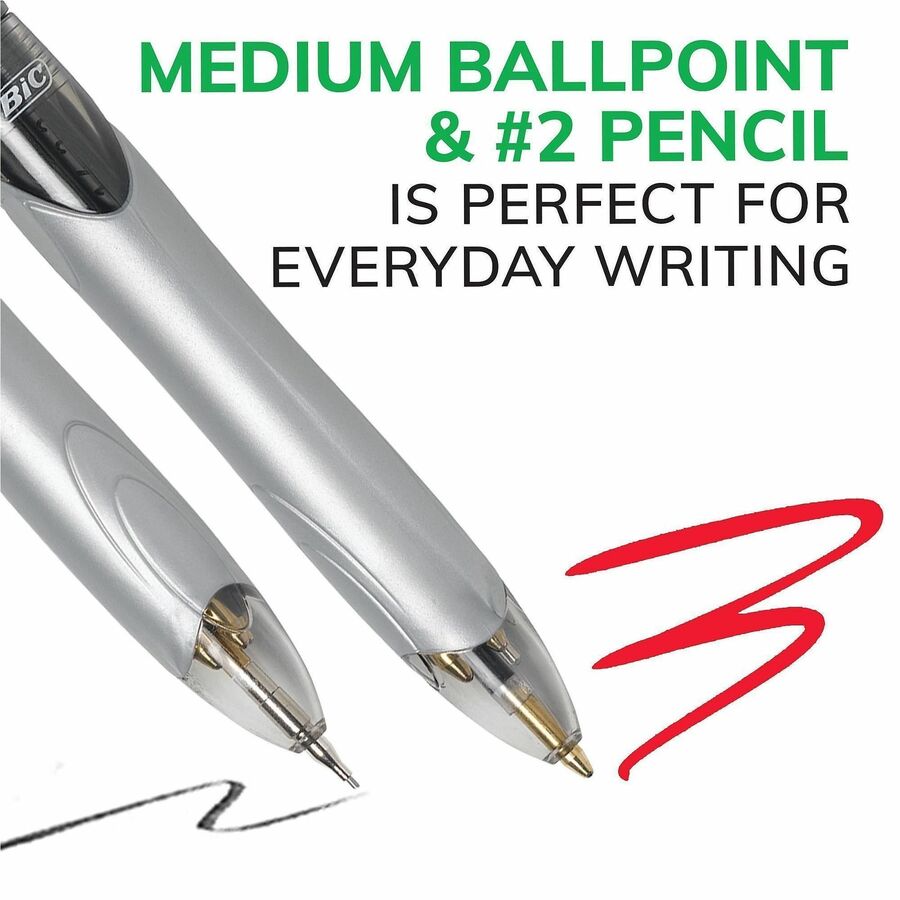BIC 4-Color 3+1 Ball Pen and Pencil, Assorted Inks