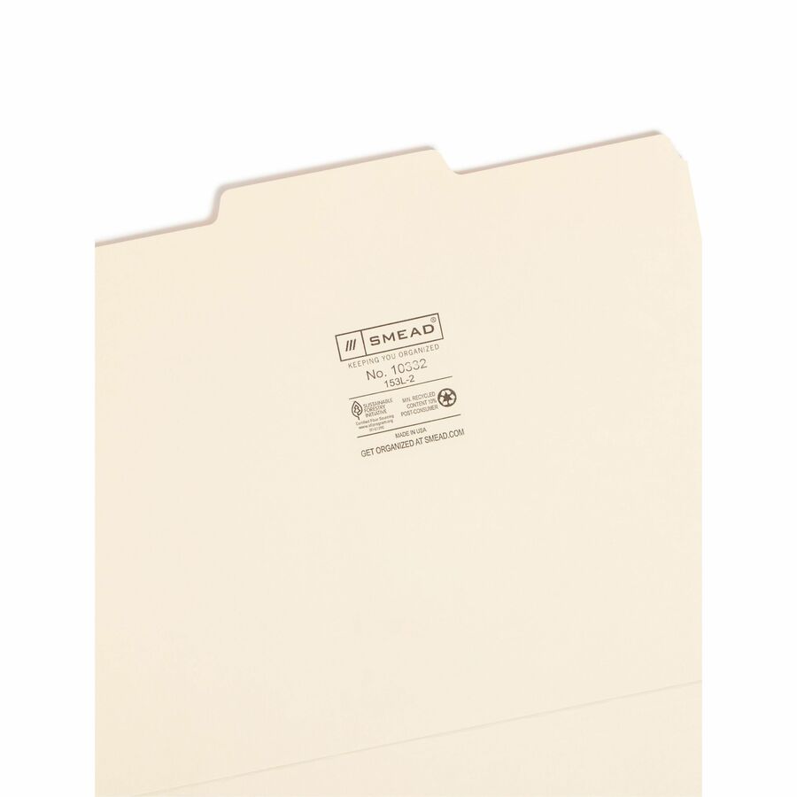 Smead 1/3 Tab Cut Letter Recycled Top Tab File Folder