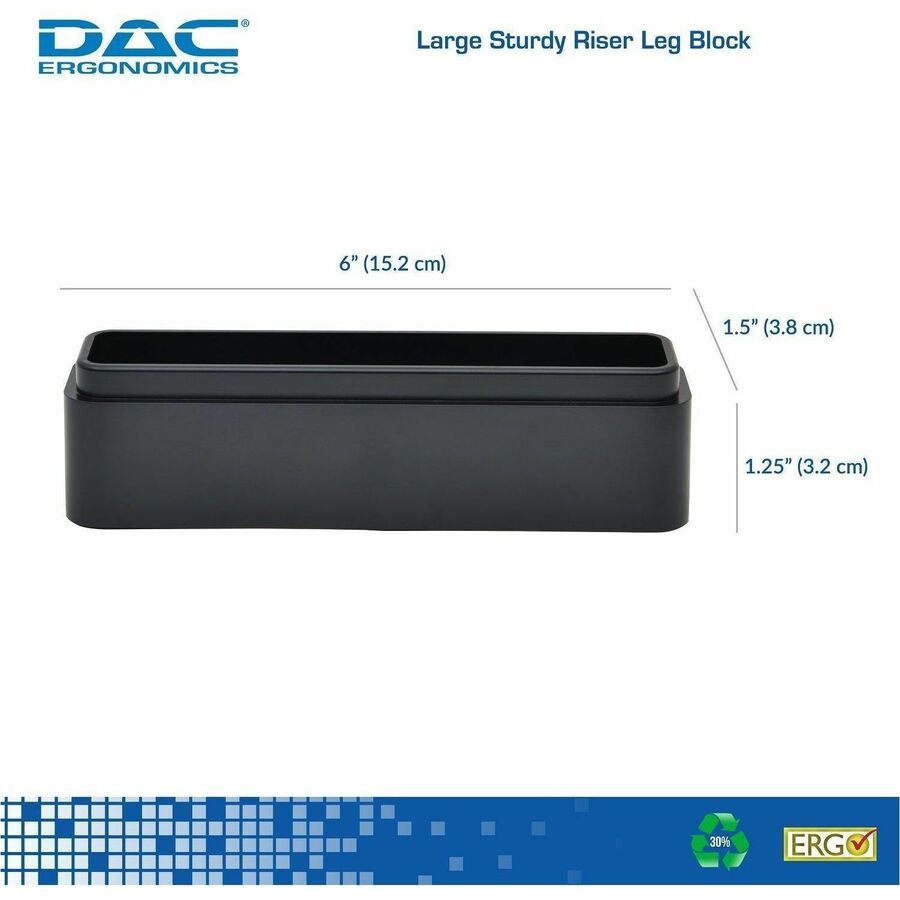 DAC® Stax MP-216 Ergonomic Height-Adjustable Monitor/Laptop Riser Blocks Kit, Black