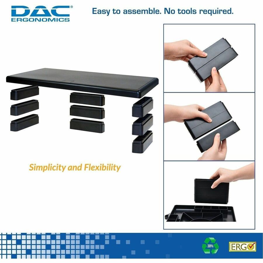 DAC® Stax MP-211 Height-Adjustable Ultra-Wide Monitor/Laptop Stand, Black