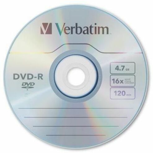 Verbatim 95102 DVD Recordable Media - DVD-R - 16x - 4.70 GB - 100 / Pack - Silver