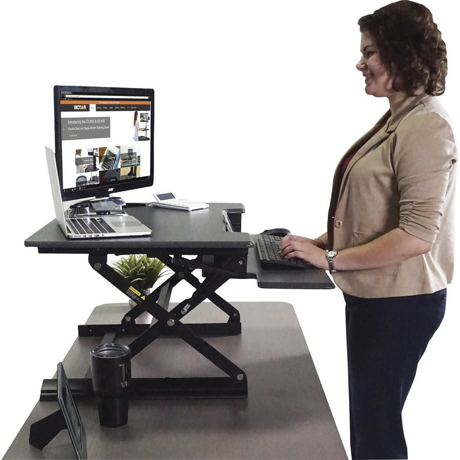Victor High Rise Height Adjustable Standing Desk with Keyboard Tray