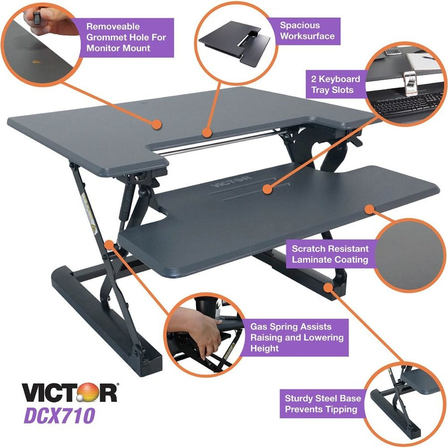 Victor High Rise Height Adjustable Standing Desk with Keyboard Tray