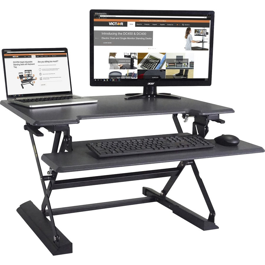 Victor High Rise Height Adjustable Standing Desk with Keyboard Tray