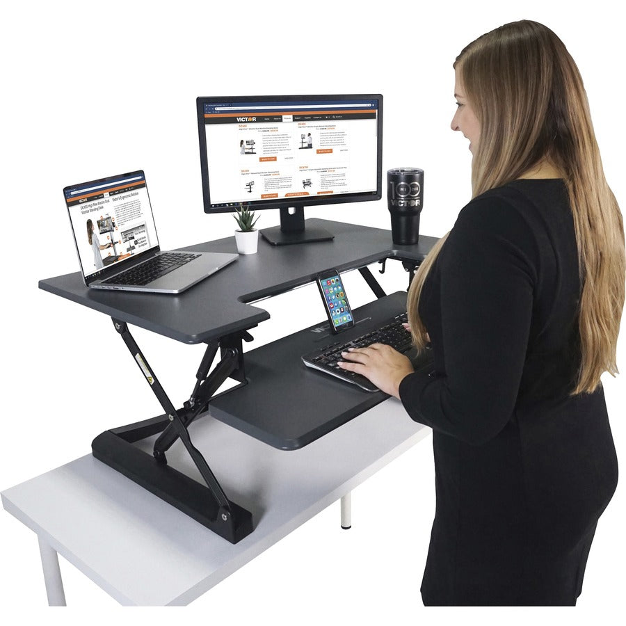 Victor High Rise Height Adjustable Standing Desk with Keyboard Tray