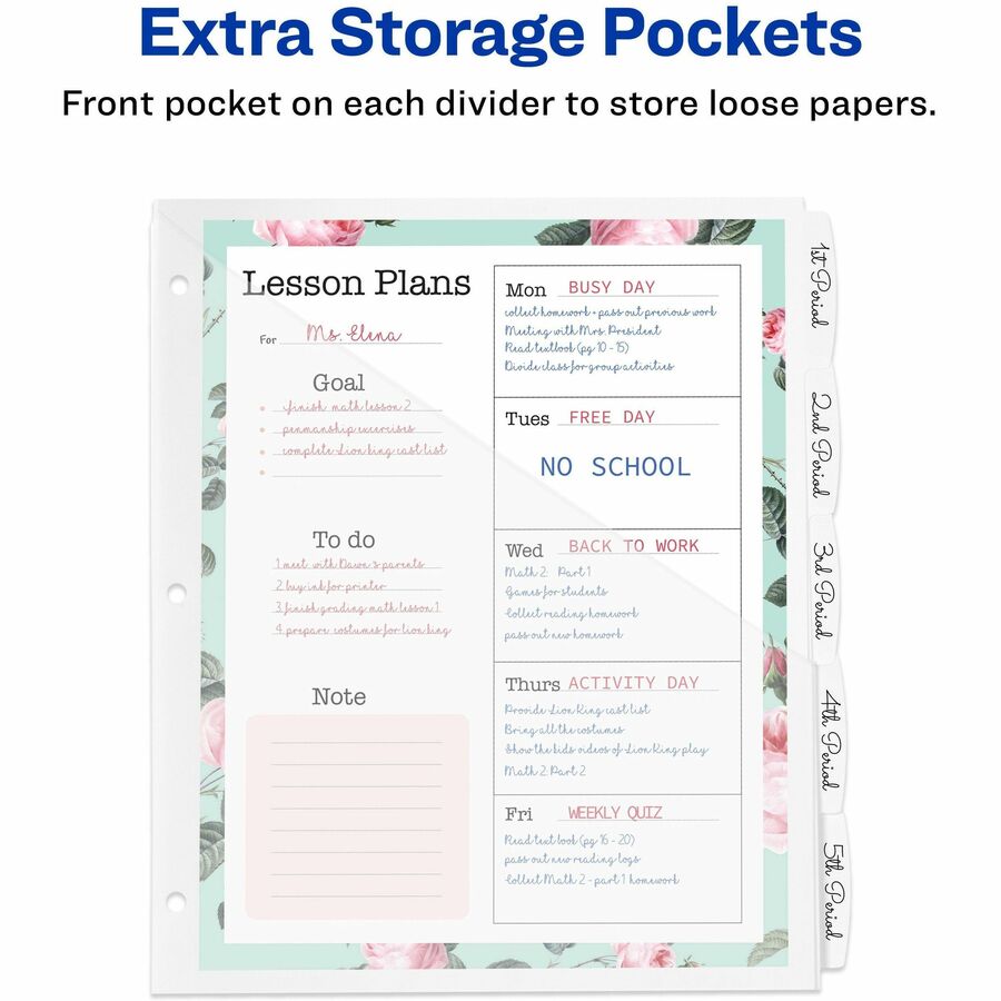Avery® Write & Erase Pocket Plastic Dividers