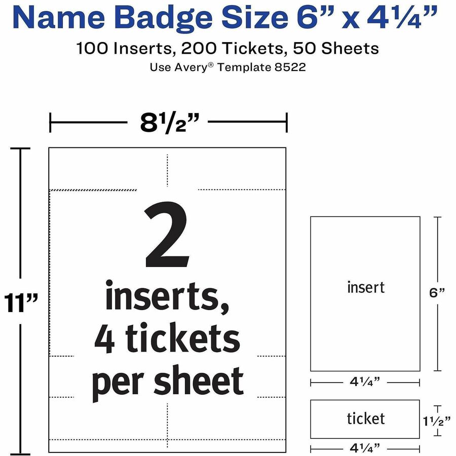 Avery® Vertical Name Badge and Ticket Insertsfor Laser and Inkjet Printers
