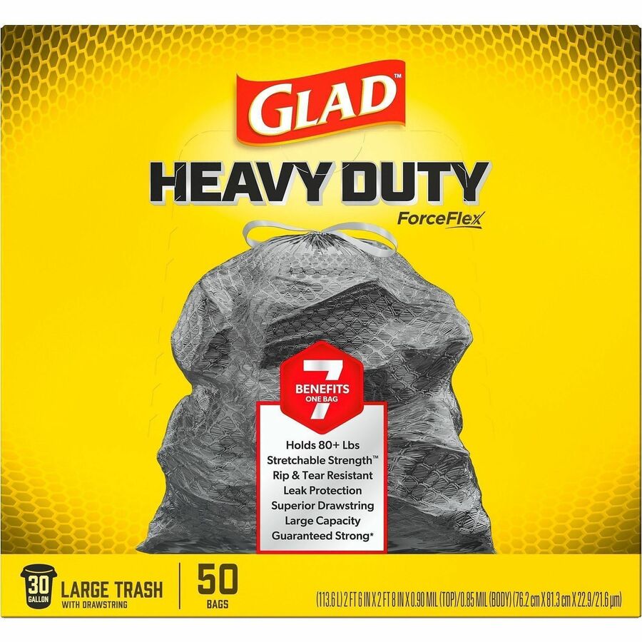 Glad ForceFlex Heavy-Duty Large Drawstring Trash Bags