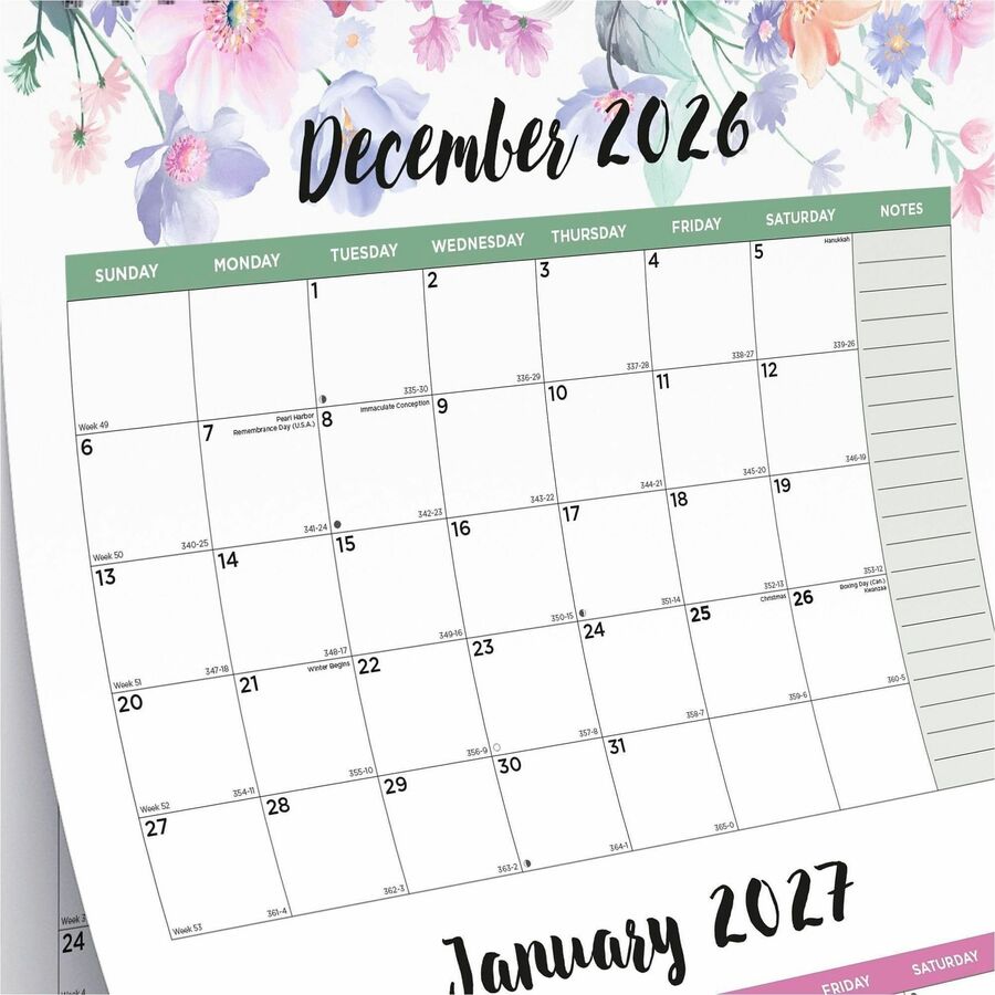 Blueline 3-Month Colorful Wall Calendar