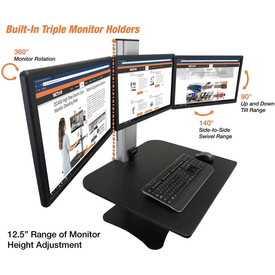 Victor High Rise Electric Triple Monitor Standing Desk