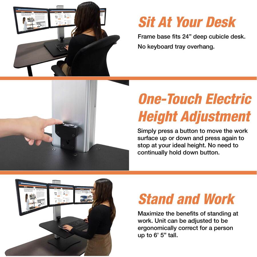 Victor High Rise Electric Triple Monitor Standing Desk