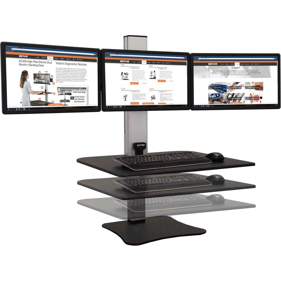 Victor High Rise Electric Triple Monitor Standing Desk